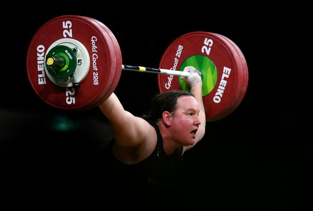 GOLD COAST, AUSTRALIA - APRIL 09:  Laurel Hubbard of New Zealand competes in the Women's +90kg Final during the Weightlifting on day five of the Gold Coast 2018 Commonwealth Games at Carrara Sports and Leisure Centre on April 9, 2018 on the Gold Coast, Australia. (Photo by Dan Mullan/Getty Images)