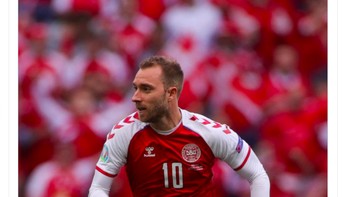 Lolosnya Denmark ke babak 16 besar Euro 2020 menjadi persembahan untuk Christian Eriksen yang pada pertandingan pertama terkena serangan jantung. Foto: Twitter