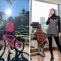 Ini adalah foto keduanya saat sedang berolahraga. Kalau Olla lebih memilih melakukan olahraga gym, Nindy lebih memilih bersepeda. Bagaimana menurutmu penampilan Nindy dan Olla saat sedang berolahraga? Foto: dok. Instagram/@nindyayunda/@ollaramlanaufar
