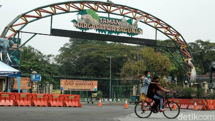 Taman Margasatwa Ragunan di Jakarta Selatan ditutup sementara waktu. Penutupan dikarenakan penguatan PPKM Mikro dan melonjaknya kasus COVID-19.