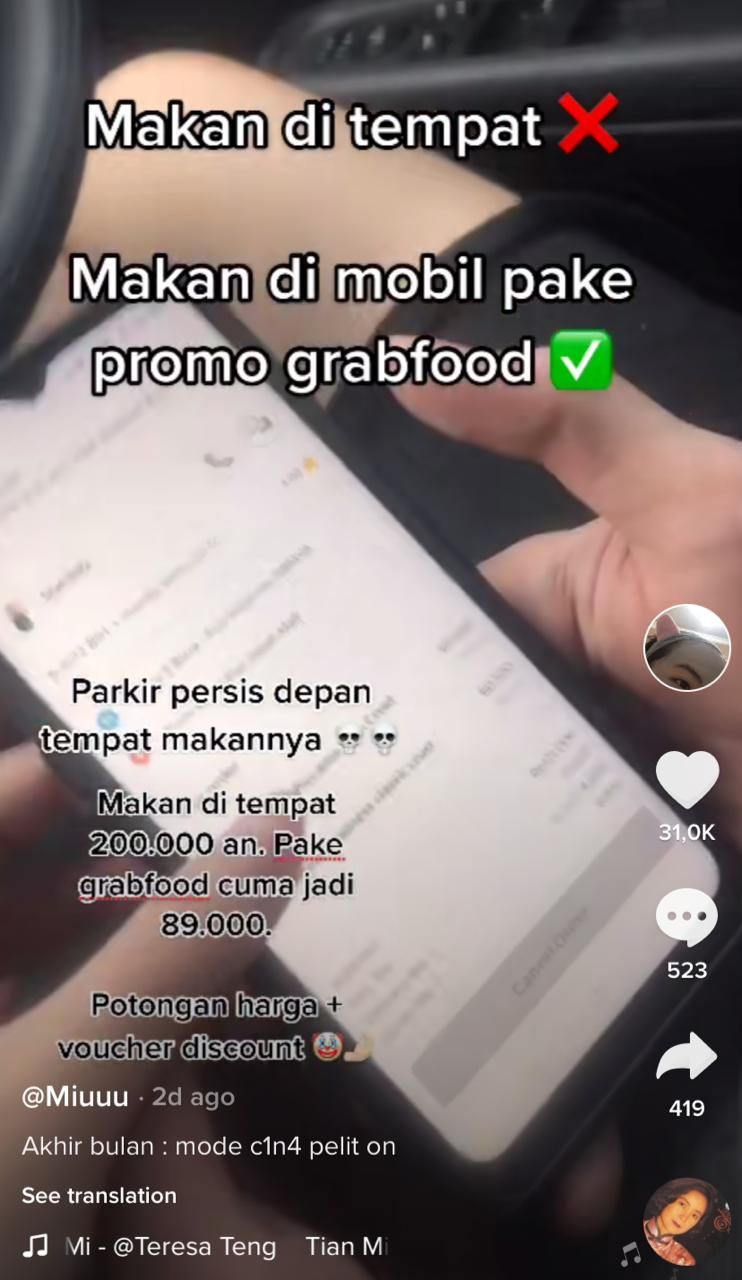 Demi Dapat Harga Promo, Netizen Ini Pesan Makan via Ojol dan Tunggu di Mobil!