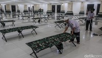 Sebanyak lima kamar masing-masing diisi delapan velbed, tiga kamar dengan empat velbed dan velbed sisanya disediakan di ruang aula.