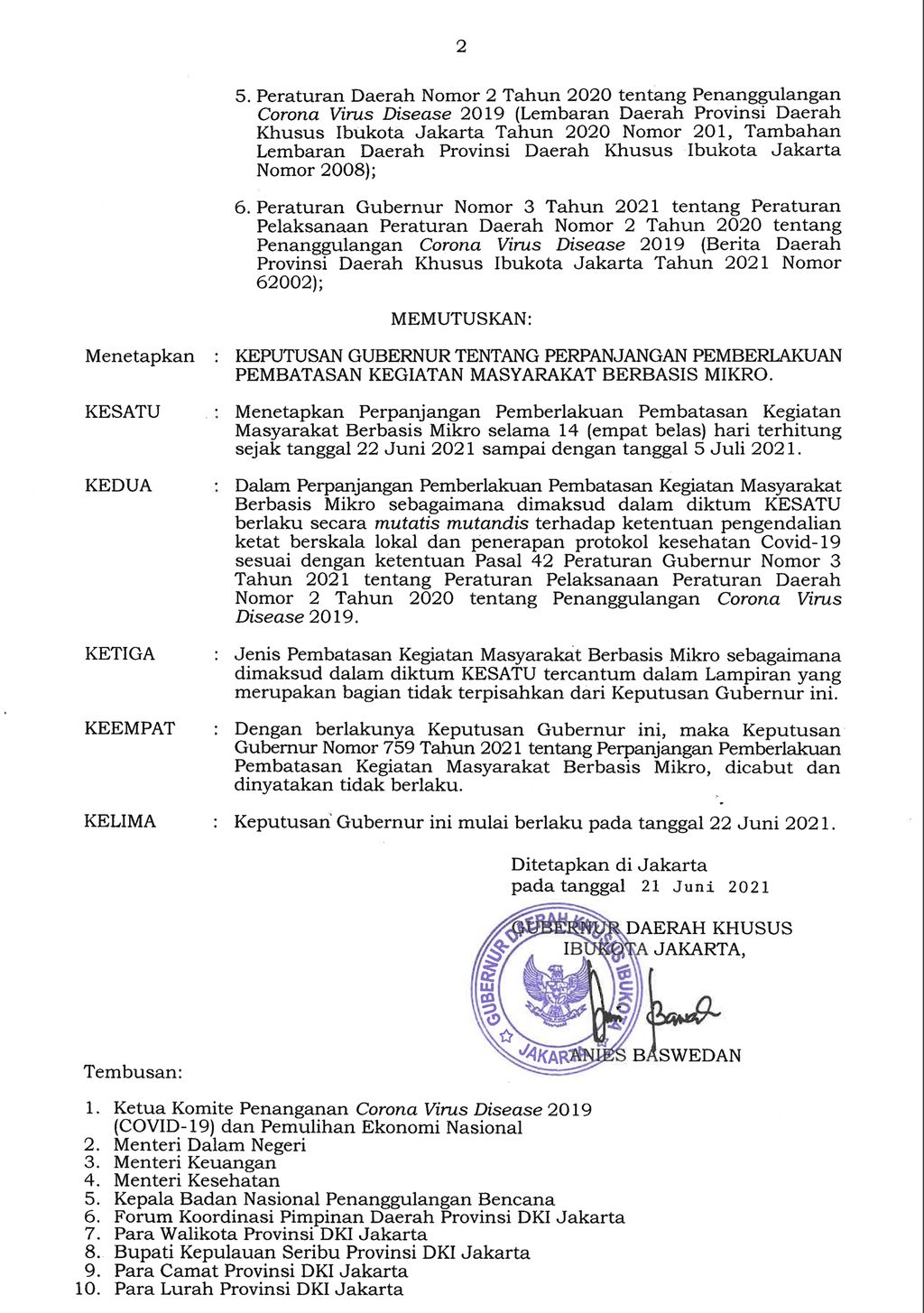 Pemberlakuan Pembatasan Kegiatan Masyarakat Berbasis Mikro hal 2