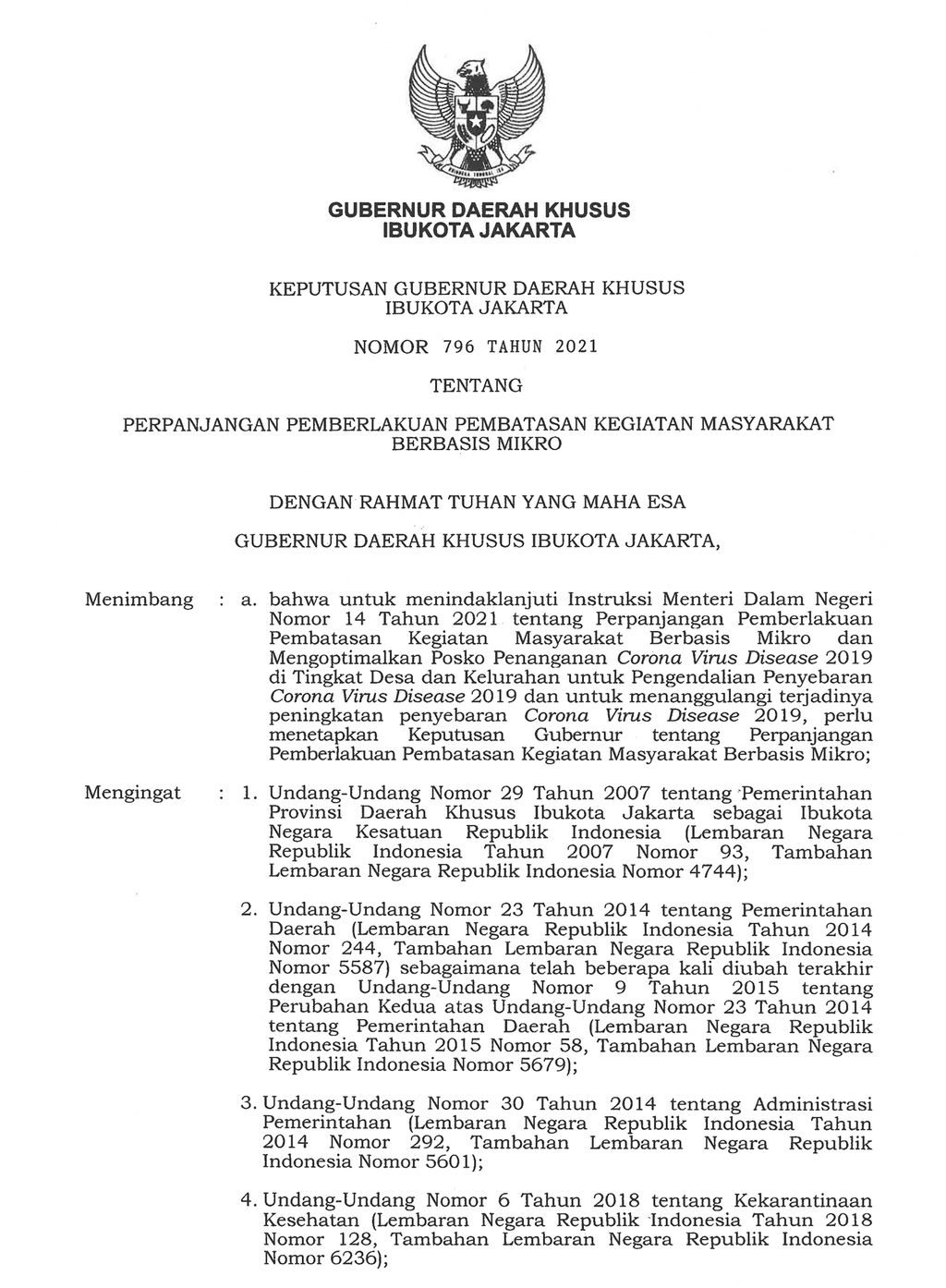 Perpanjangan Pemberlakuan Pembatasan Kegiatan Masyarakat Berbasis Mikro, Hal 1