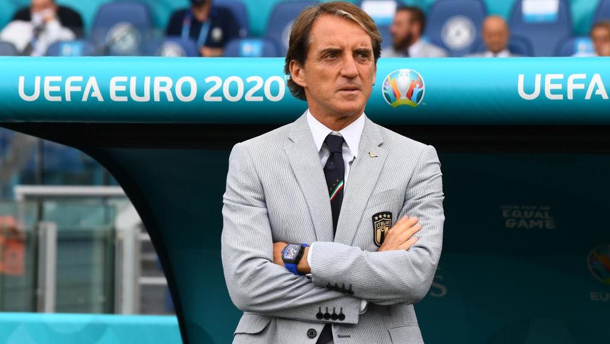 Roberto Mancini menilai Belgia adalah tim terbaik Eropa bersama dengan Prancis (Foto: (Getty Images/Claudio Villa)