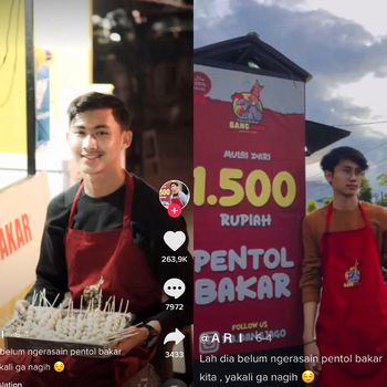 Viral pria yang terkena dampak pandemi, banting setir jualan pentol bakar di Pontianak, Kalimantan Barat.