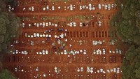 Foto udara di kompleks pemakaman khusus korban Covid-19 di Vila Formosa di São Paulo, Brasil (17/6). Getty Images/Rodrigo Paiva