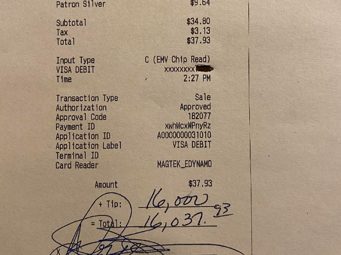 Tip Restoran Hingga Rp 230 Juta Tip Restoran Hingga Rp 230 Juta