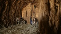 Buruh meletakan batu bata ke gerobak yang ditarik keledai, di desa Nahrawan, selatan kota Baghdad, Irak (24/6). Buruh yang bekerja 12 jam perhari mendapat upah US$ 15 atau sekitar Rp 200.000/hari.