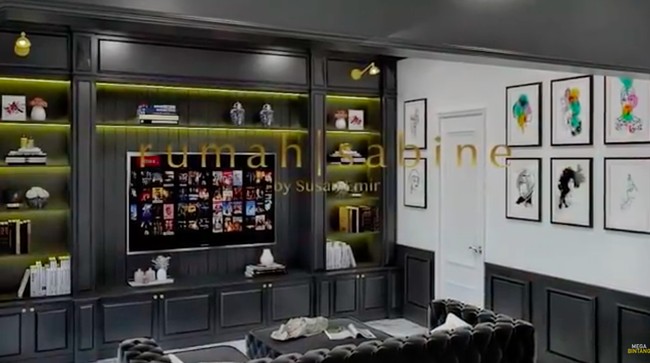 Ini penampakan desain ruang TV. Rencananya, ia akan menempatkan TV 80 inchi. (Foto: YouTube/Ivan Gunawan)