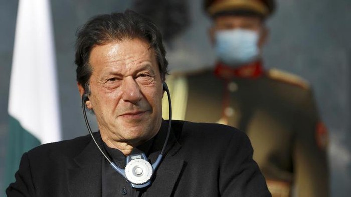 FILE - In this Nov. 19, 2020 file photo, Pakistan Prime Minister Imran Khan speaks during a joint news conference with Afghan President Ashraf Ghani at the Presidential Palace in Kabul, Afghanistan. Khan is facing growing criticism at home for seemingly blaming a rise in sexual violence in Pakistan on women wearing “very few clothes.” Khan drew nationwide condemnation Tuesday, June 22, 2021, from human rights activists and the country’s opposition, which sought an apology. (AP Photo/Rahmat Gul, File)