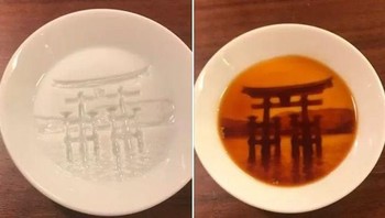 Piring ini tampak biasa sama kosong, namun jika menuangkan saus di dalamnya makan akan menampilkan gambar yang indah. Foto: Brightside