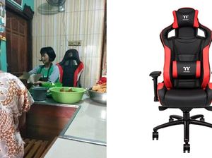 Jualan Pecel Pakai Kursi Gaming, Ibu-ibu Ini Bikin Minder Gamers