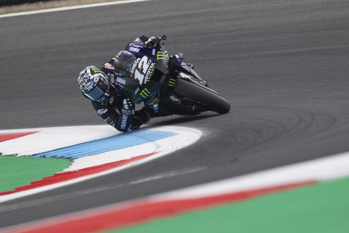 ASSEN, NETHERLANDS - JUNE 25:  Maverick Vinales of Spain and Monster Energy Yamaha MotoGP Team rounds the bend during the MotoGP of Netherlands - Free Practice at TT Circuit Assen on June 25, 2021 in Assen, Netherlands. (Photo by Mirco Lazzari gp/Getty Images)