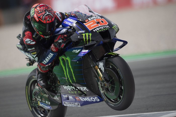 ASSEN, NETHERLANDS - JUNE 26: Fabio Quartararo of France and Monster Energy Yamaha MotoGP Team  heads down a straight during the MotoGP of Netherlands - Qualifying at TT Circuit Assen on June 26, 2021 in Assen, Netherlands. (Photo by Mirco Lazzari gp/Getty Images)
