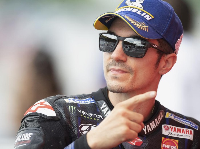 ASSEN, NETHERLANDS - JUNE 26:  Maverick Vinales of Spain and Monster Energy Yamaha MotoGP Team celebrates at the end of the MotoGP qualifying practice during the MotoGP of Netherlands - Qualifying at TT Circuit Assen on June 26, 2021 in Assen, Netherlands. (Photo by Mirco Lazzari gp/Getty Images)