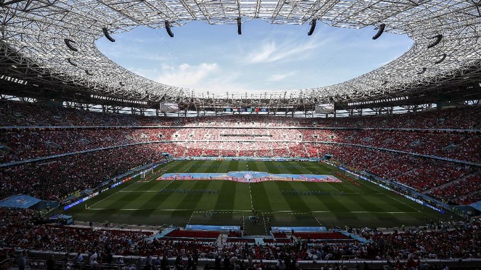 BUDAPEST, HUNGARY - JUNE 15: A general view inside the stadium prior to the UEFA Euro 2020 Championship Group F match between Hungary and Portugal at Puskas Arena on June 15, 2021 in Budapest, Hungary. (Photo by Laszlo Balogh - Pool/Getty Images)