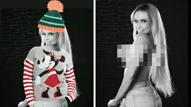 Unggahannya itu kemudian mendapat banyak reaksi negatif dari netizen. Alhasil pada hari yang sama, dia kembali mengunggah foto yang sama hanya saja dia menutupi tubuh topless dirinya dengan baju bergambar Minnie Mouse. Foto: Dok. Instagram