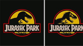 Penggemar film Jurassic Park, mana yang benar logonya? Foto: Brightside