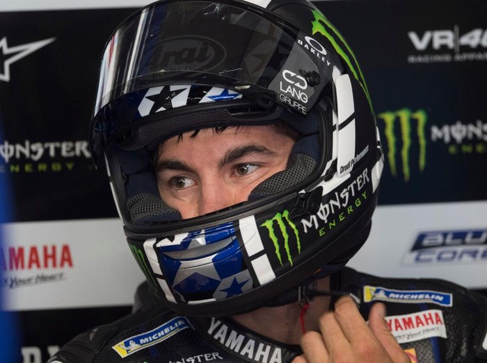 ASSEN, NETHERLANDS - JUNE 25: Maverick Vinales of Spain and Monster Energy Yamaha MotoGP Team looks on in box and prepares to start during the MotoGP of Netherlands - Free Practice at TT Circuit Assen on June 25, 2021 in Assen, Netherlands. (Photo by Mirco Lazzari gp/Getty Images)