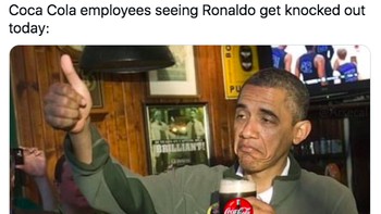 Meme Coca Cola senang dengan kekalahan Portugal dan Ronaldo tamat ceritanya di Euro 2020 (Twitter)