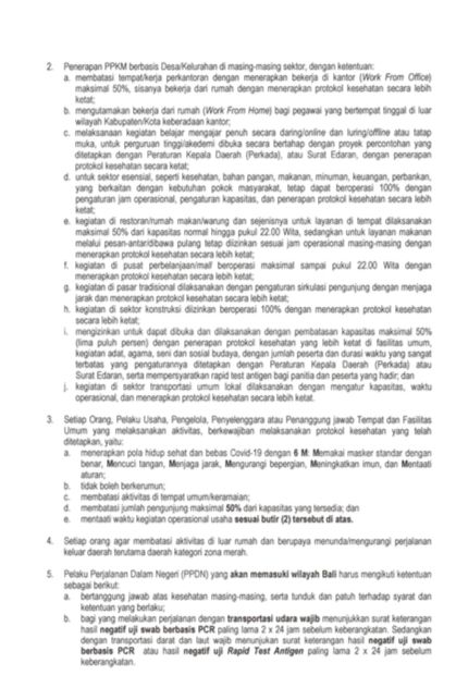 Surat Edaran Perpanjangan PPKM Provinisi Bali Surat Edaran Perpanjangan PPKM Provinisi Bali