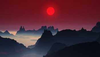 Matahari terbenam di pegunungan Jepang. Foto: Brightside