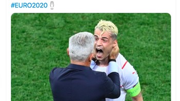 Dengan mengalahkan Prancis, Swiss melaju untuk pertama kalinya dalam 67 tahun ke perempat final turnamen besar. Foto: Twitter