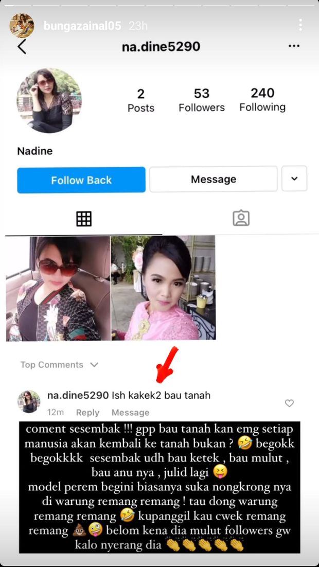 Netizen yang sebut Bunga Zainal lonte dan suaminya dibully bau tanah
