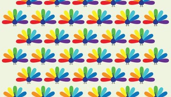 Dari kumpulan burung merak ini ada beda sendiri, di mana dia? Foto: Brightside