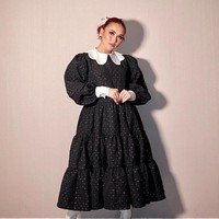 Mengenakan dress ruffle berwarna hitam dengan aksen polkadot membuat penampilan Ayu tak kalah imut dari yang sebelumnya. Gaya makeup dan tatanan rambutnya pun membuat Ayu jadi terlihat kian mempesona. Foto: Instagram/@ayutingting92