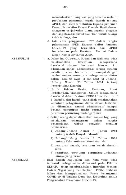 Inmendagri No 15 Tahun 2021 Tentang PPKM Darurat