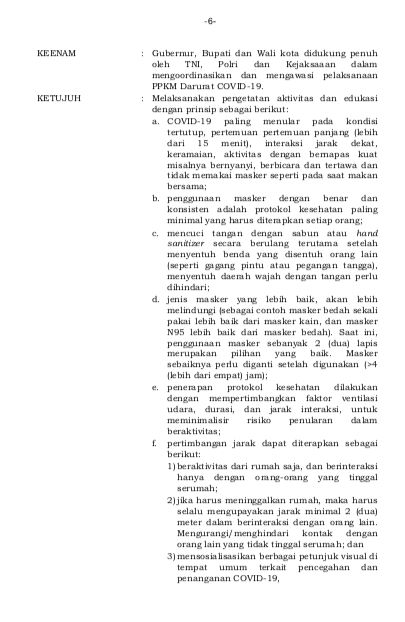 Inmendagri No 15 Tahun 2021 Tentang PPKM Darurat