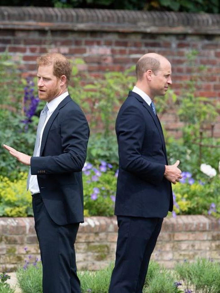 Pangeran Harry dan Pangeran William mengunjungi rumah masa kecil mereka, Istana Kensington. Sebuah patung seorang wanita cantik bersama dua anak terpapang.