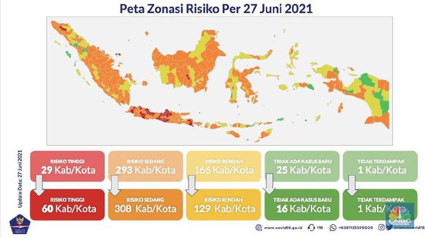 Peta Zonasi Risiko per 27 Juni 2021. (dok Satgas Penanganan Covid-19)