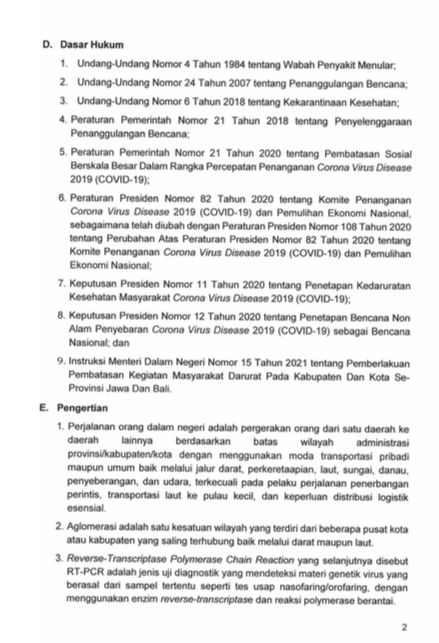 Surat Edaran-Kasatgas Nomor 14 Tahun 2021 Tentang Ketentuan Perjalanan Orang Dalam Negeri Dalam Masa Pandemi Corona Virus Disease