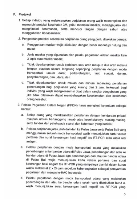 Surat Edaran-Kasatgas Nomor 14 Tahun 2021 Tentang Ketentuan Perjalanan Orang Dalam Negeri Dalam Masa Pandemi Corona Virus Disease