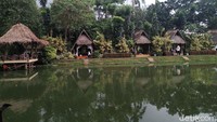 Di setiap pinggir kolam terdapat saung-saung kayu yang bisa jadi tempat bersantap ala lesehan. Menu makanannya pun tak kalah menggoda. Foto: detikFood/Devi S. Lestari