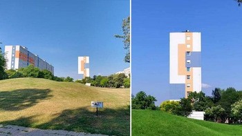 Terlihat seperti gedung berdesain unik. Foto: dok reddit/confusing_perspective