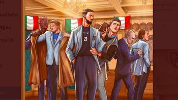 Tim Italia digambarkan bergaya usai kemenangan mereka. Foto: Twitter