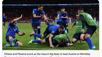 Begitu pula Italia. Mengawali babak 16 besar, mereka tetap menang meski dengan kostum kandang kebesaraannya warna biru. Foto: Internet