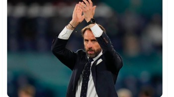 Gareth Southgate berhasil membawa Inggris ke semifinal Euro setelah sebelumnya juga mencapai semifinal Piala Dunia 2018. Foto: Twitter
