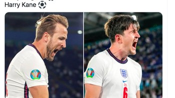 Harry Kane dan Harry Maguire semalam mencetak gol dan tampil mengesankan. Foto: Twitter
