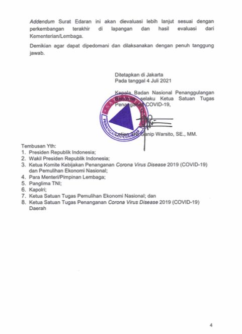 Surat Edaran Nomor 8 Tahun 2021 Tentang Protokol Kesehatan Perjalanan Internasional Pada Masa Pandemi Corona Virus Disease 2019