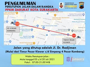 Jalan Slamet Riyadi Solo Batal Ditutup, Dialihkan ke Jalan Radjiman