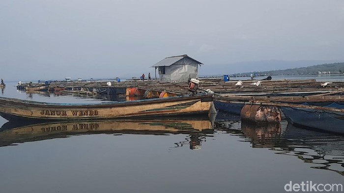 Pertanian karamba di Waduk Gajah Mungkur, Wonogiri, Jawa Tengah.