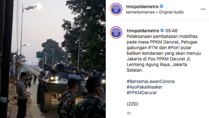 Rantis diturunkan untuk menjaga titik penyekatan di periode PPKM Darurat