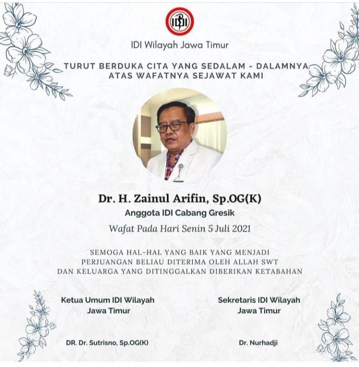 Dalam Sehari, 3 Dokter di Jatim Meninggal Terpapar COVID-19