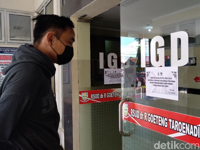 IGD RSUD Goeteng Taroenadibrata Purbalingga ditutup sementara, Selasa (6/7/2021).