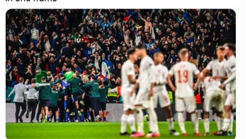 Italia bersorak dan Spanyol lemas. Foto: Twitter